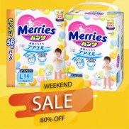 [ÁP MÃ CÒN 301K] [CỘNG MIẾNG] Tã Dán/ Quần Merries Nội Địa Nhật NB90+6/ S82+6 / M64+4/ M58+6/L44+6/XL38+6